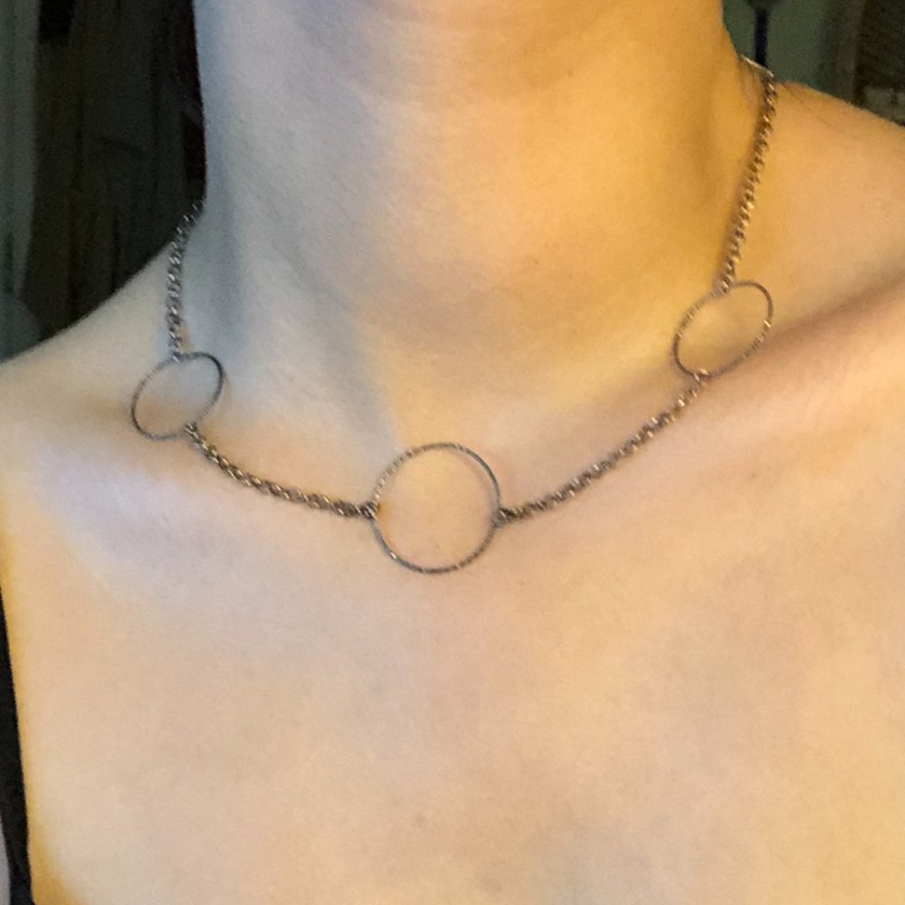 Sterling Silver Textured Loop Chain Necklace - image 2